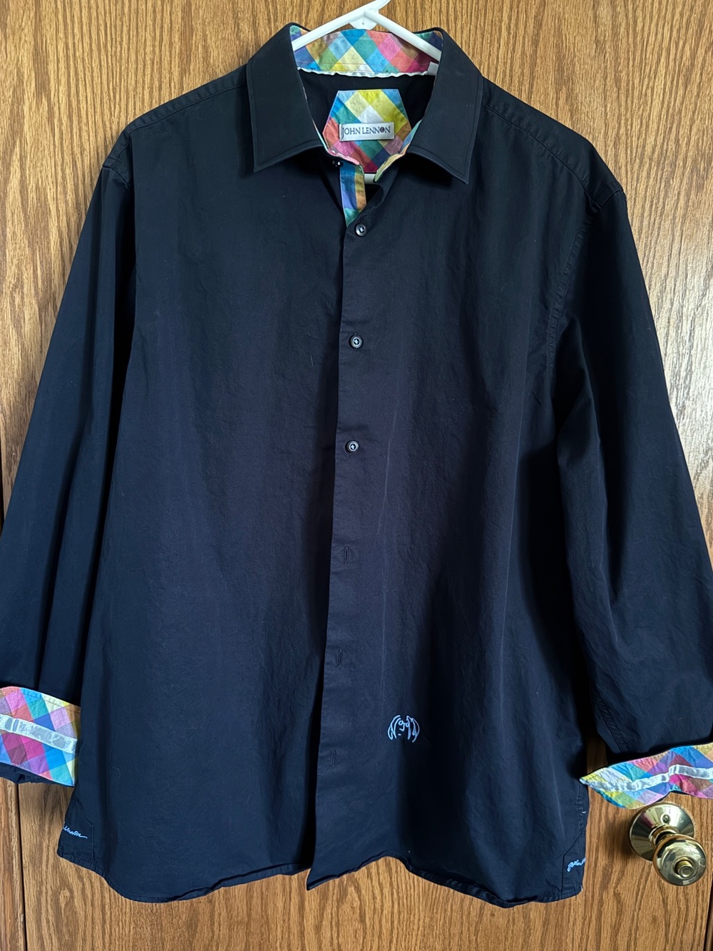 John Lennon Black Button Front Shirt Long Sleeves Cotton Men's Size XXL 18.5-19